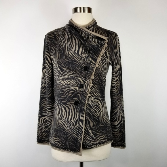 Lafayette 148 New York Sweaters - Lafayette 148 Merino Wool Animal Print Cardigan